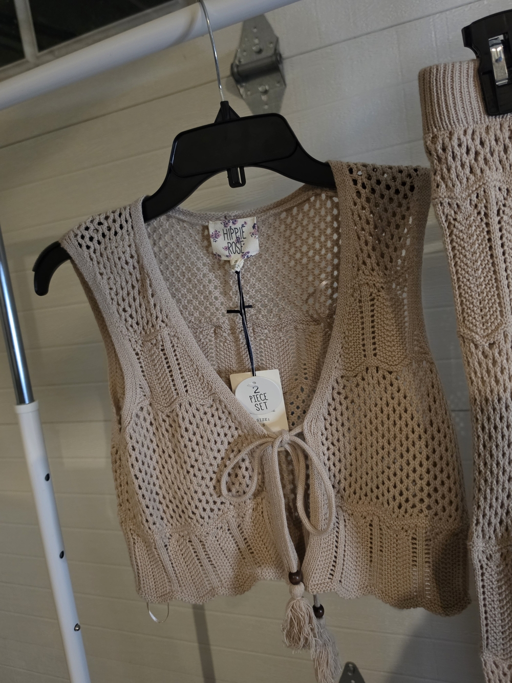 HIPPIE ROSE Knit Two-Piece Set - Cropped Vest & Wide Leg Pants S - Picture 2 of 6